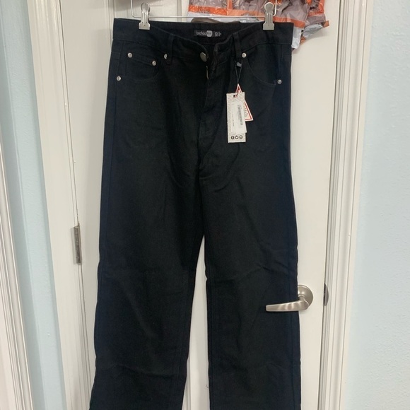 NWT BooHoo high rise, wide leg black jeans, size 6 Grunge Goth Whimsigoth - Picture 2 of 14
